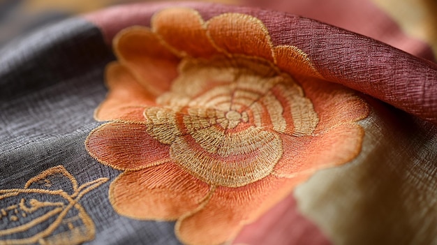 haftowany motyw na tkaninie